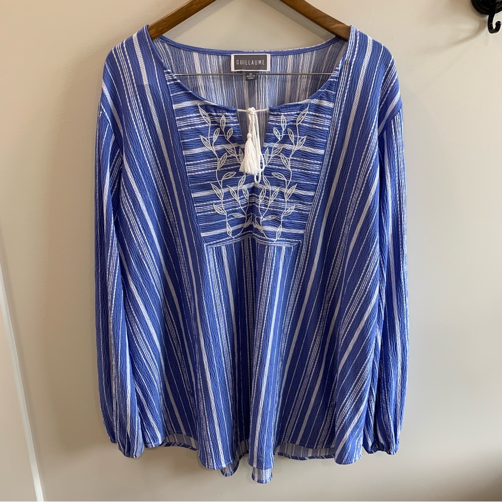 Guillaume stripe peasant blouse